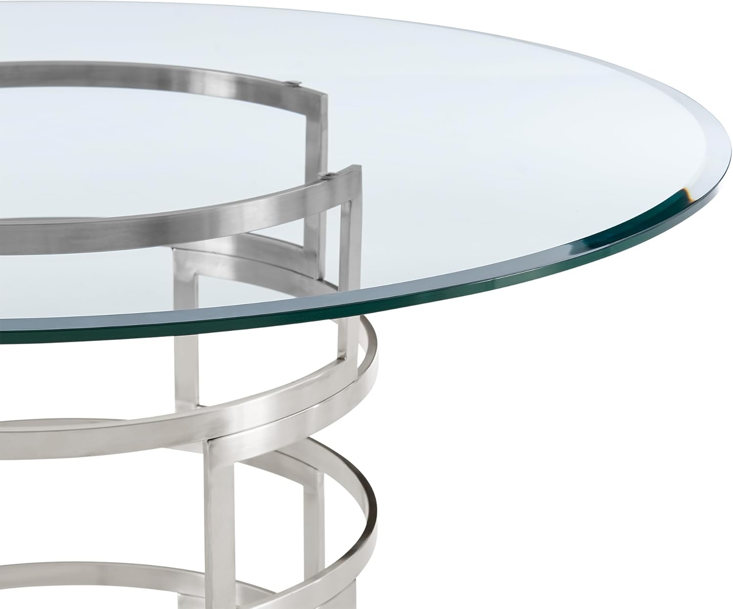 Armen Living Diaz Modern Round Glass and Metal Table for Dining Room Kitchen, 48