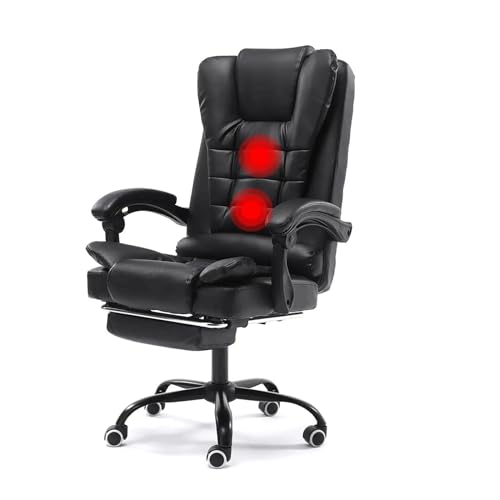 Adjustable Executive Massage Office Chair Reclining High Back Big Tall Leather Ergonomic Swivel Task Chair with Footrest