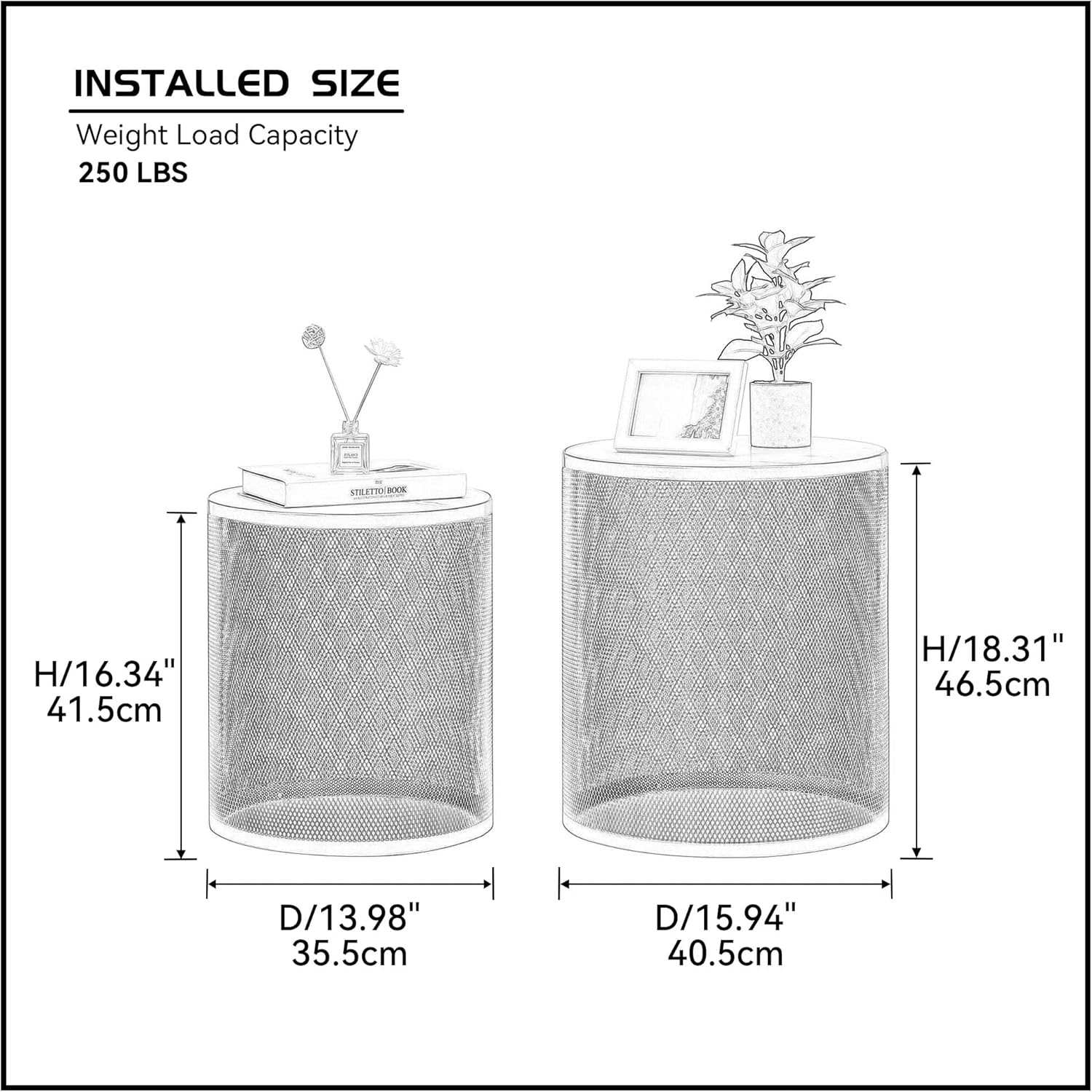 Modern Round Coffee Table Set of 2, Mutifunctional Tea Table, Circle Side Table for Small Space, Black Metal End Table, Center Table, Nightstand, Accent Furniture for Living Room Bedroom Office