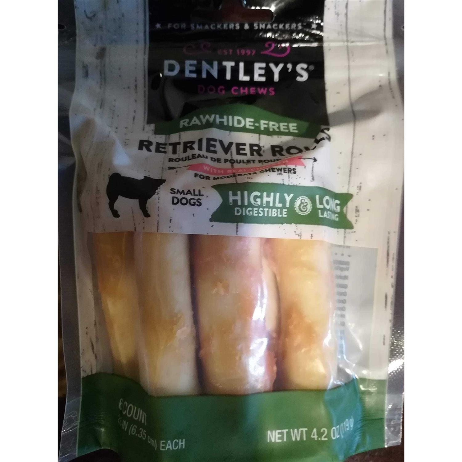 Dentley's Rawhide-Free Retriever Rolls Small Dog Treats Chicken - Pet Supplies online store