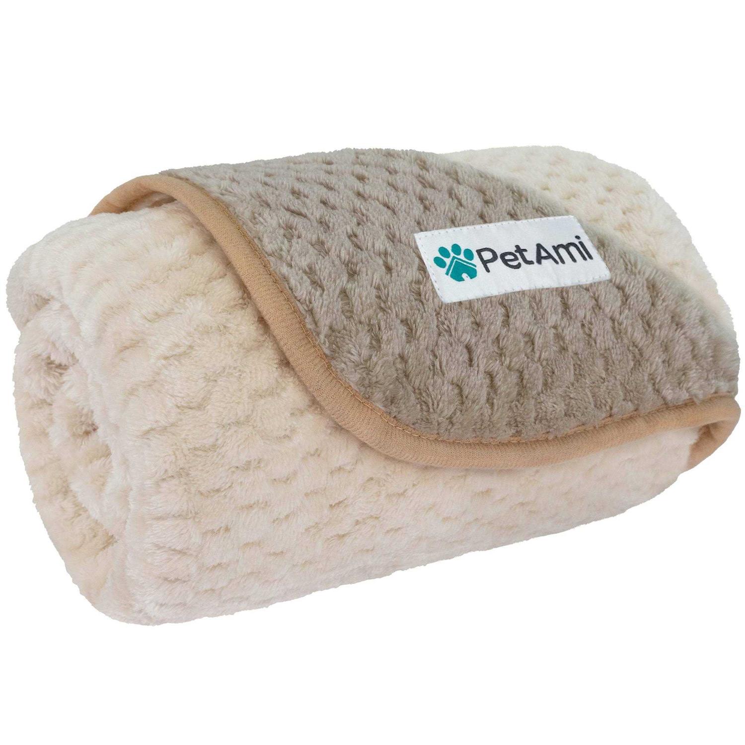 PetAmi Sherpa Fleece Waterproof Waffle Cat & Dog Blanket - Pet Supplies online store