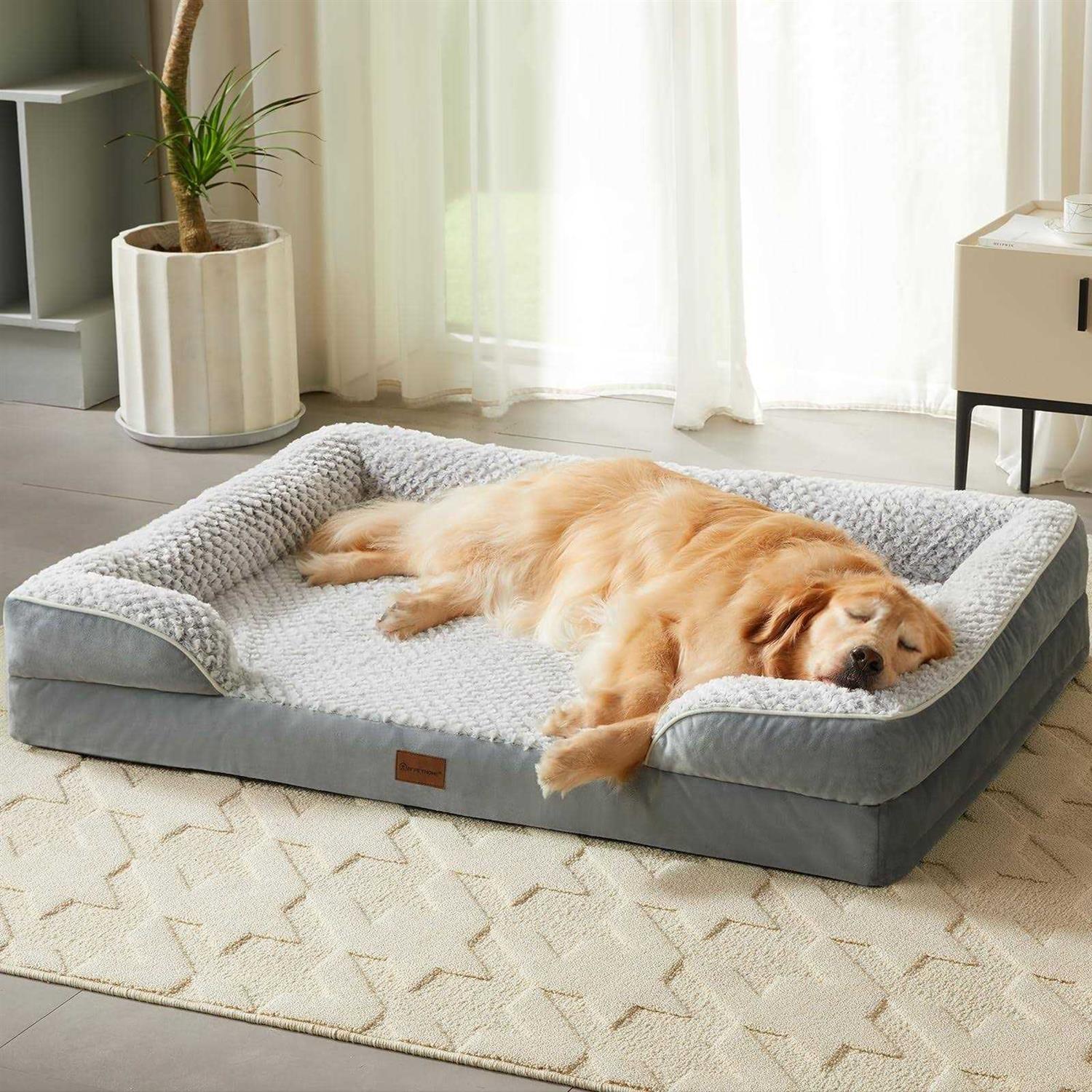 LNSSFFER Orthopedic Dog Beds for Large Dogs,Sofa Dog Bed Large Dogs. Egg Foam Large Dog Bed with Removable Washable Pillow Cover - Pet Supplies online store