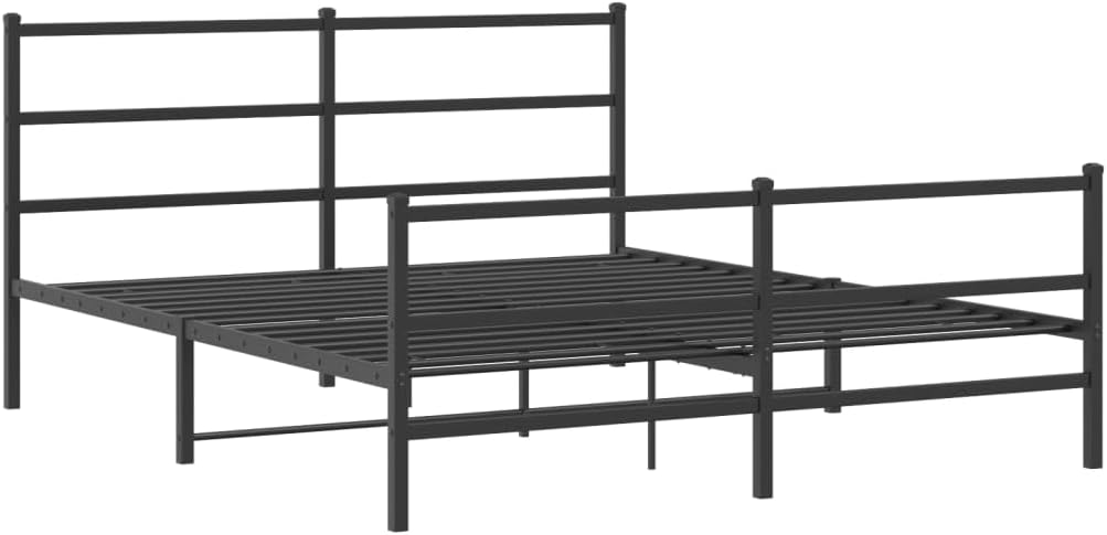 vidaXL Metal Double Bed Frame-Black with Headboard/Footboard, Sturdy Steel Construction, Ample Storage, for Bedroom