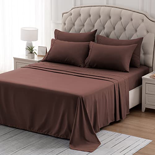 SLEEP ZONE® Nanotex® Super Soft Cooling Queen Bed Sheets Set 4 Piece - Easy Care Fitted Flat Sheet & Pillowcase Sets - Wrinkle Free, Fade Resistant, Deep Pocket 16