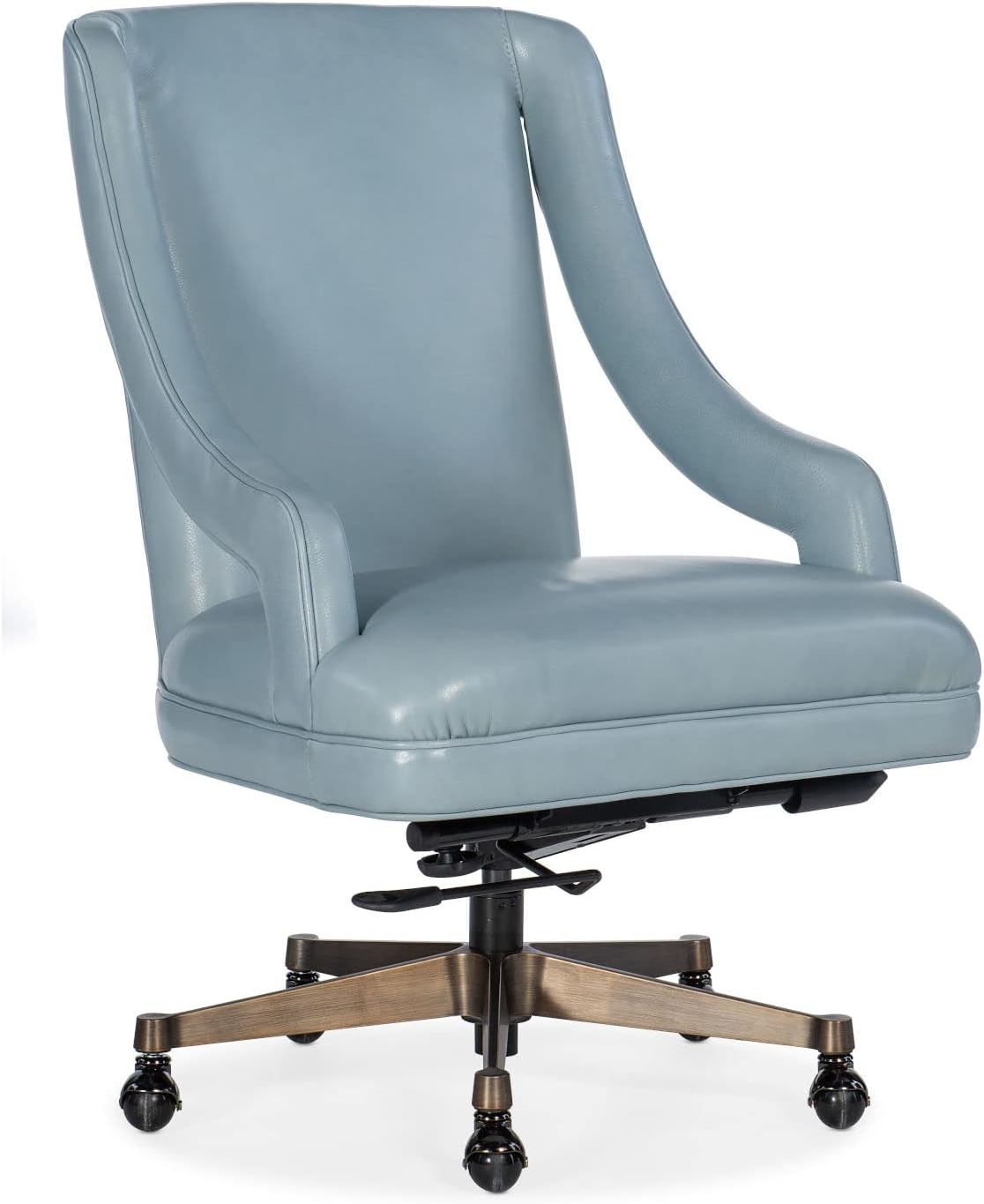 Hooker Furniture Leather and Metal Meira Executive Swivel Tilt Chair in Blue