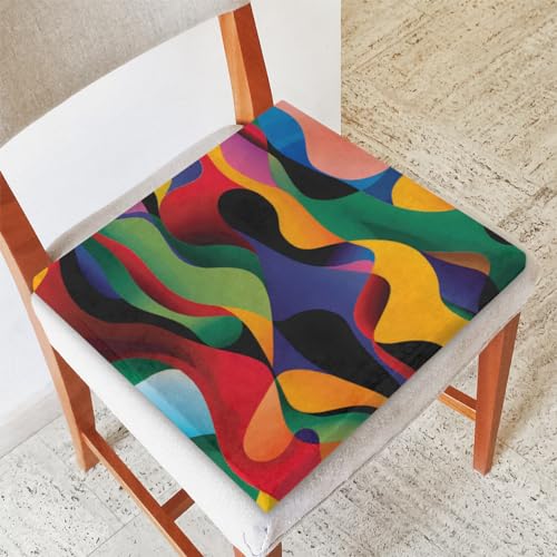 Cartoon Dinosaur Memory Foam Chair Cushion for Dining Chair Comfortable Colorful Animals Plants Seat Cushion Non Slip Kitchen Cafe Office Square Chair Pad