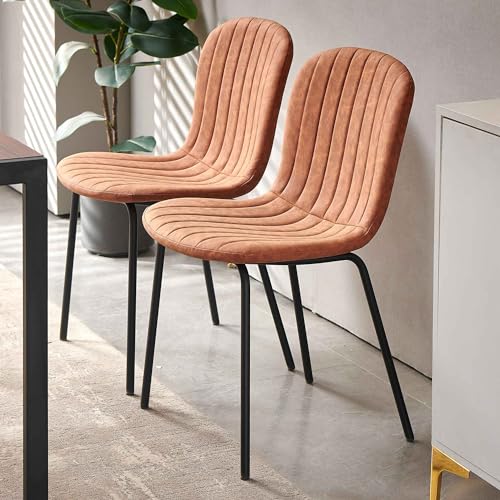 NORDICANA Faux Leather Dining Chairs PU Tufted Kitchen Chairs Set of 4, Dark Grey