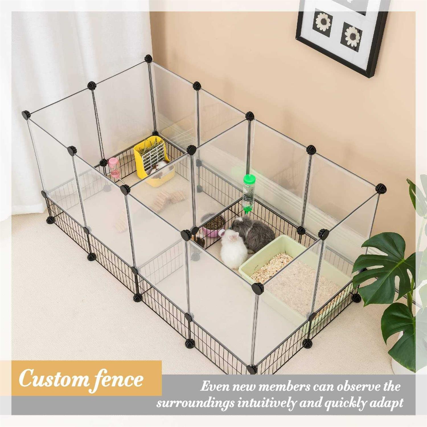 DINMO Rabbit Playpen guinea Pig cages Hamster cages Iron Net Bottom Design for Small Animal - Pet Supplies online store