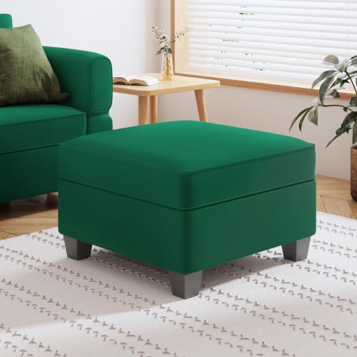 Storage Ottoman for Modular Sectional Sofa Square Seat Cube Footrest Coffee Table, Green