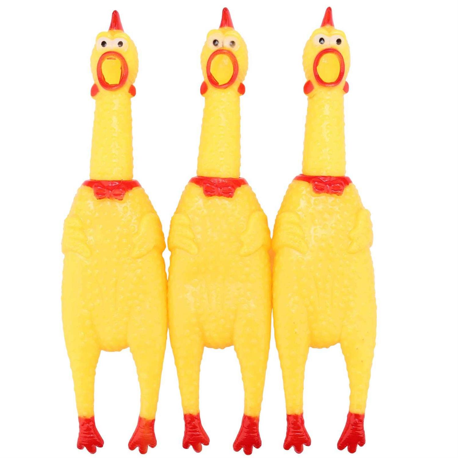 LEGEND SANDY Screaming Chicken,Yellow Rubber Squaking Chicken Toy Novelty and Durable Rubber Chicken for Kids and Dogs,Rubber Chickens Value 3 Pack - Pet Supplies online store