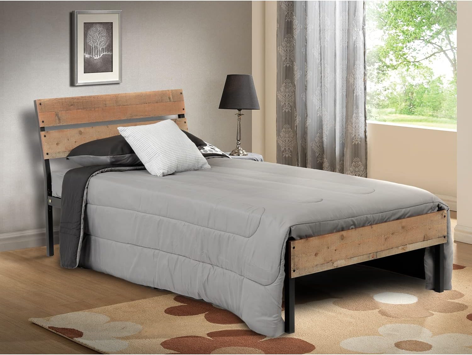 American Furniture Classics 41415 Sleigh, Twin, Rustic Reclaimed Barnwood Laminate