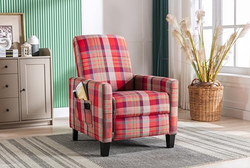 Red Cloth Recline Chair Modern Design Wingback Recliner Adjustable Angle, Ergonomic Support, Easy Assembly Home Furniture for Living Room, Bedroom, Grey