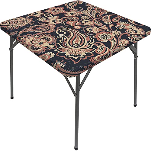 Paisley Square Table Cove, Paisley Style Textures, Elastic Edge, Suitable for Kitchen Party Picnic, Fit for 47