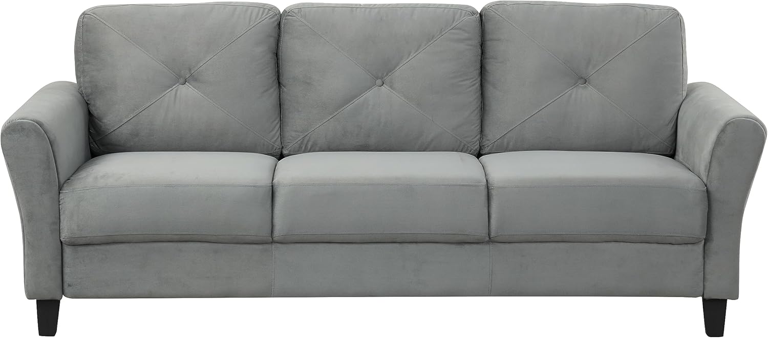 Two Piece Sofa Set, Three Single Seater Modular Sectional Couch with Strong Wooden Leg and Upholstered Back Cushions for Living Room/Apartment/Office, Dark Grey