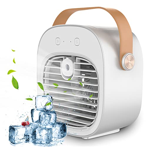 Portable Air Conditioner, Personal Evaporative Air Cooler with 3 Speeds Duration 5-10 hrs, Quiet Desk Cooling Fan, Mini Air Conditioner Humidifier Fan for Home, Bedroom, Travel, Office, Car (Blue)