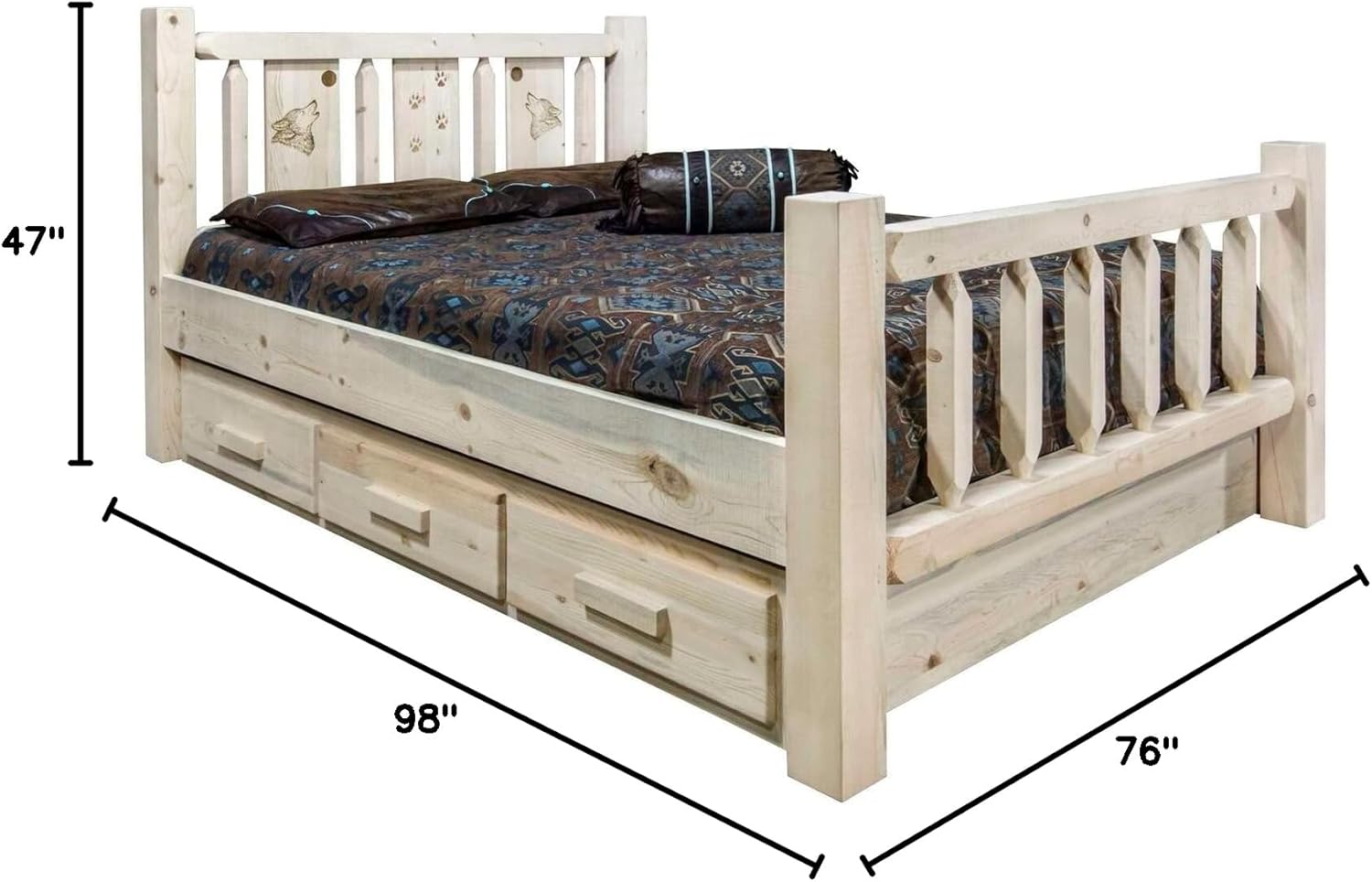 Montana Log Collection Wood Homestead California King Bed MWHCSBCAKVLZWOLF