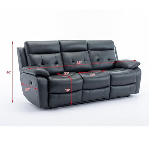 Theater and Living Room Sofa Couch for 3, Manual Reclining Sofa&Couch with LED Light Strip, 2 Cup Holders and DropDown Table for Home,Apartment,House, 82.2