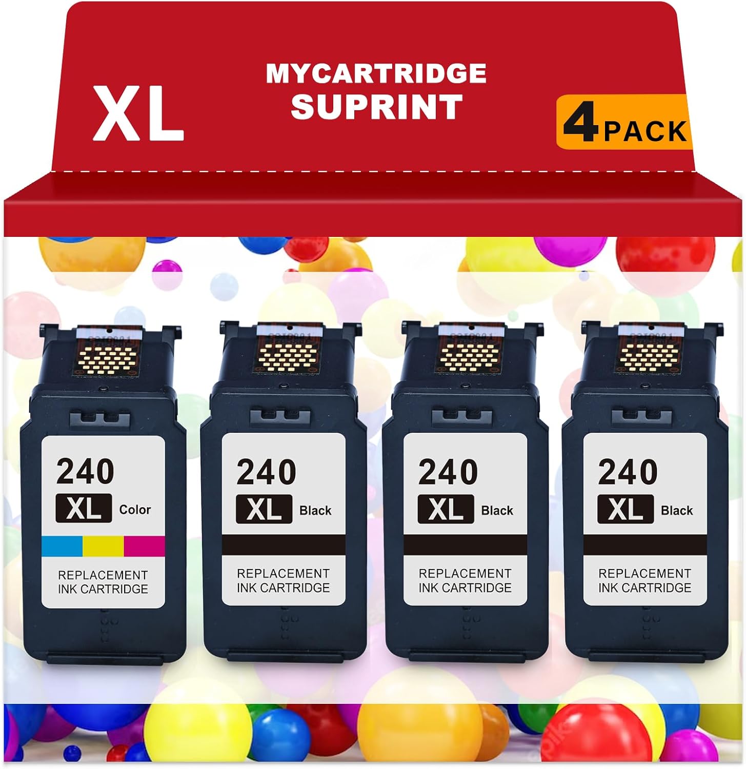 myCartridge SUPRINT Remanufactured Ink Cartridge Replacement for Canon 240 241 XL 240XL 241XL PG-240XL CL-241XL PIXMA MG3620 TS5120 MG3520 MX532 MX452 MX472 MX432 MG3122 (3 Black, 1 Tri-Color, 4-Pack)