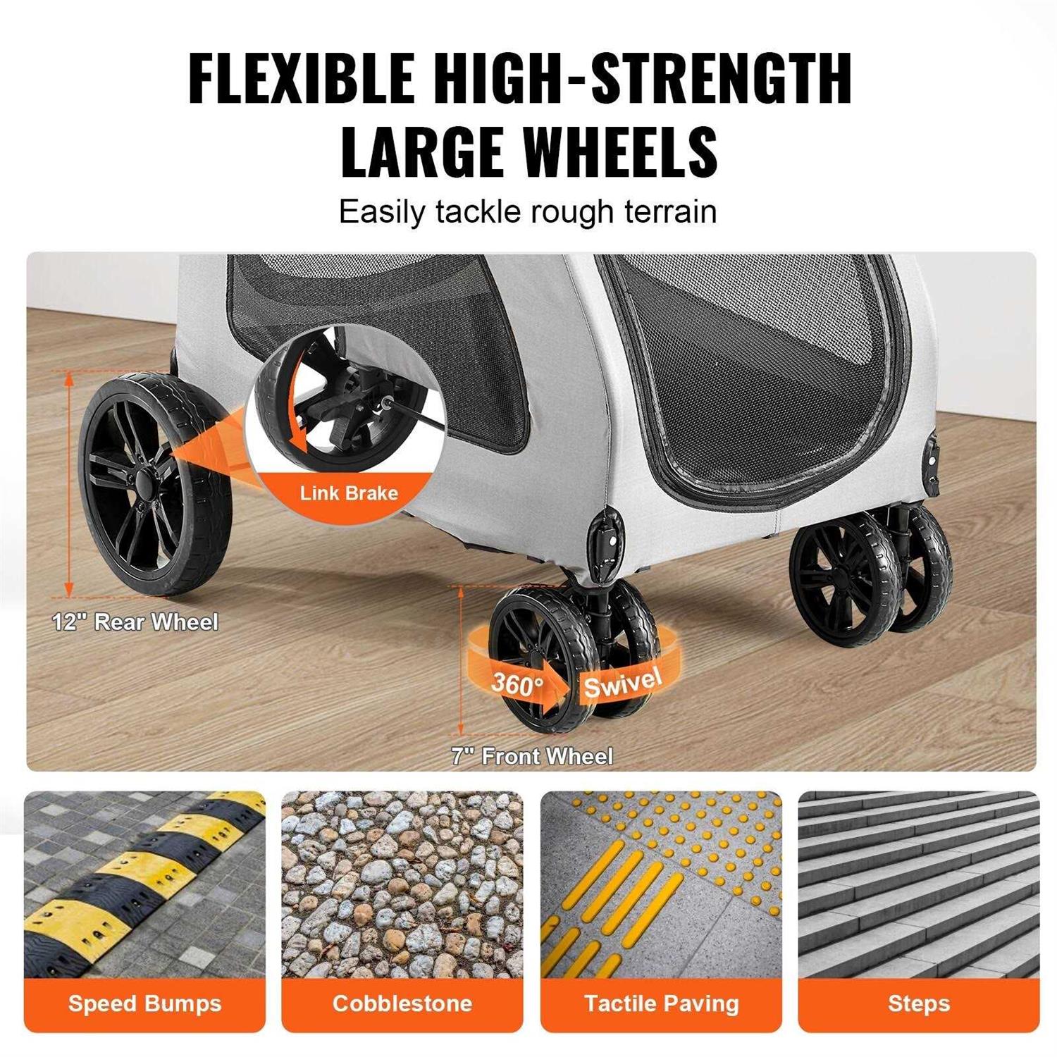 VEVOR Pet Stroller 4 Wheels Dog Stroller Rotate with Brakes - Pet Supplies online store