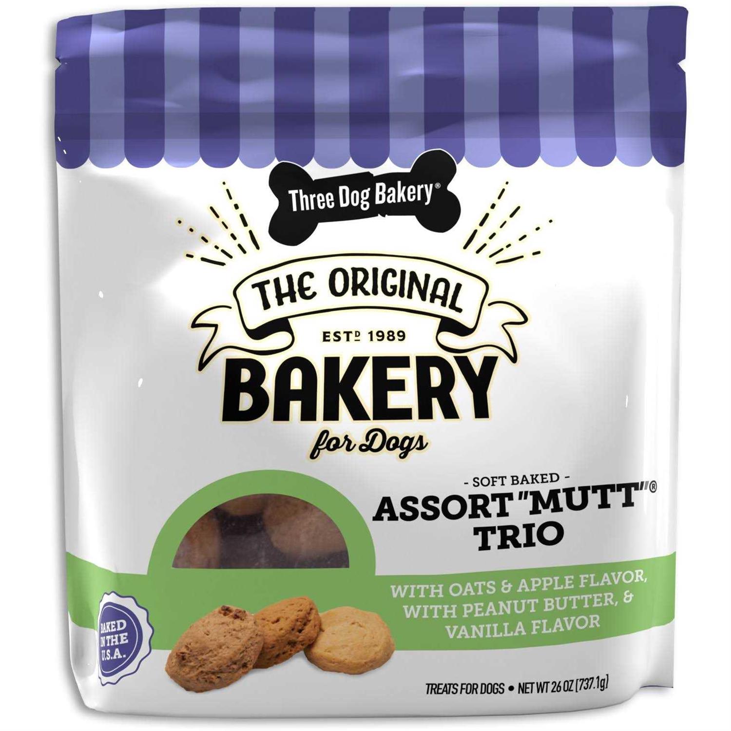 Three Dog Bakery Assortmutt Trio Dog Treats - Pet Supplies online store