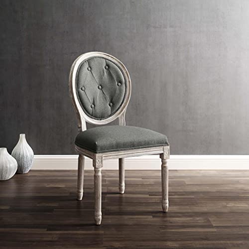 Modway Arise French Vintage Upholstered Fabric Dining Chair in Natural Gray