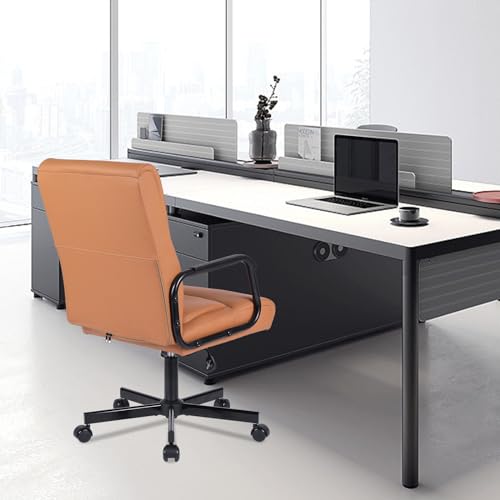 Mid Back Office Chair, Adjustable PU Leather Executive Office Chair, Ergonomic Rolling Swivel Task Computer Chair with Armrest and Castersfor Home Office Use (Gray)