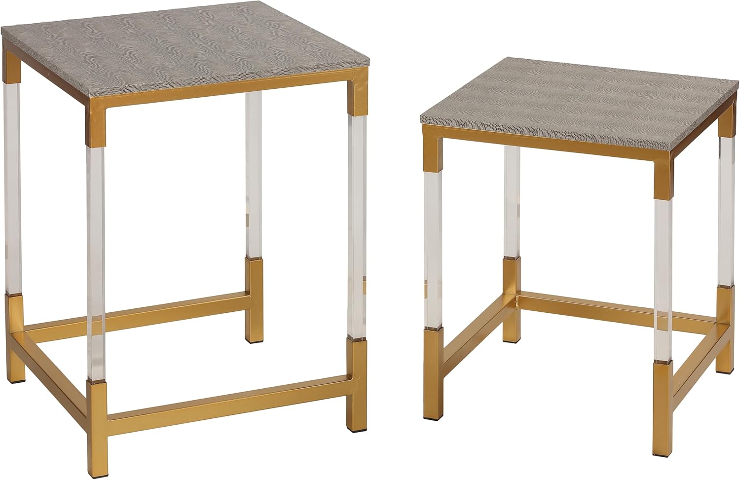 Cortesi Home Annidarsi Square Nesting Tables with Clear Acrylic Legs, Gold