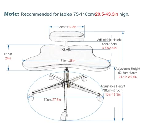 Cross Legged Office Chair Kneeling Office Chair Black, Height Adjustable Ergonomic Cross Legged Chairs without Backrest, Load Capacity 130KG/287lb