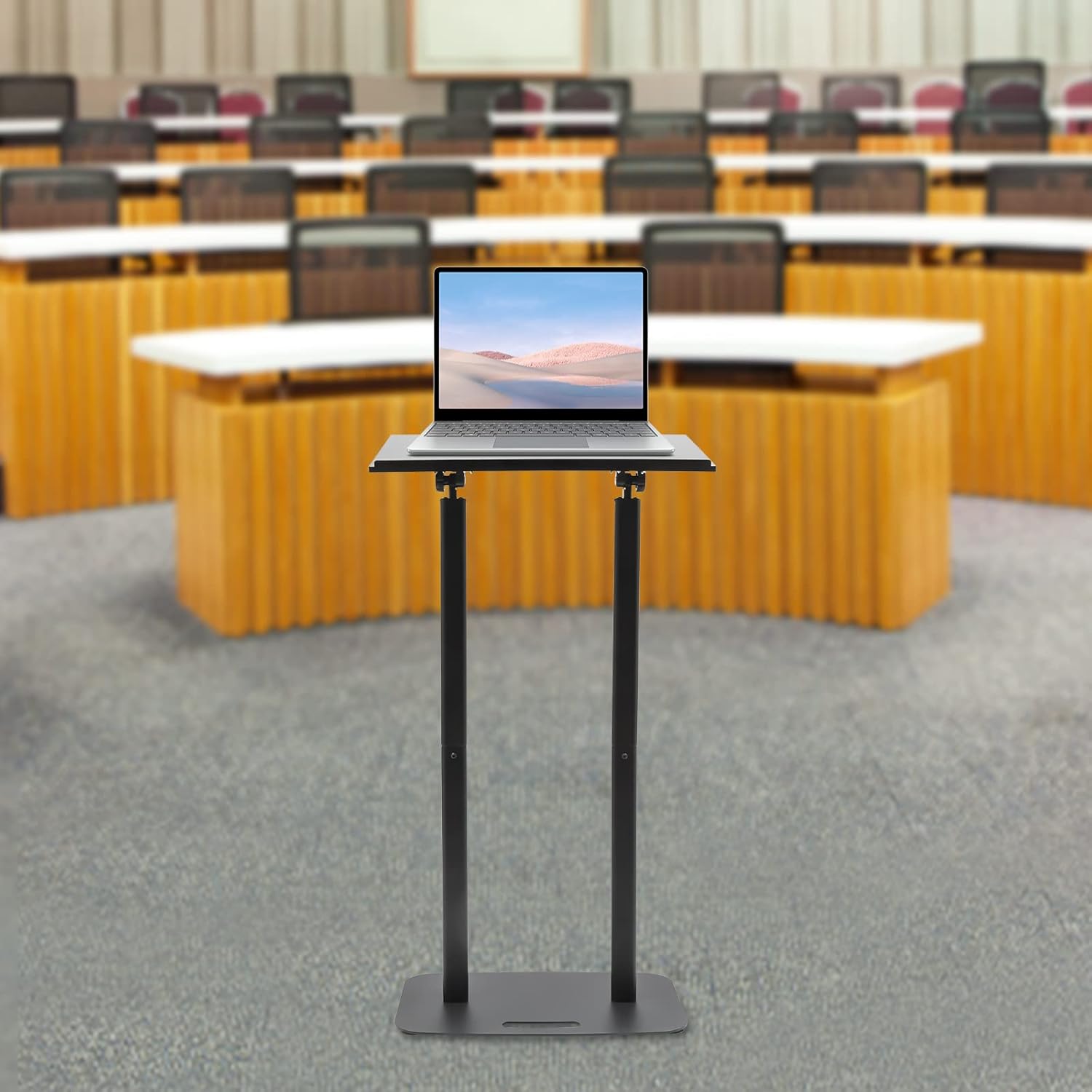 Rectangular Acrylic Podium, Floor Standing Pulpits for Churches Portable Outdoor Indoor Pulpit Podium Stand Adjustable Small Black Podium Hostess Stand for Standing Reception Desk