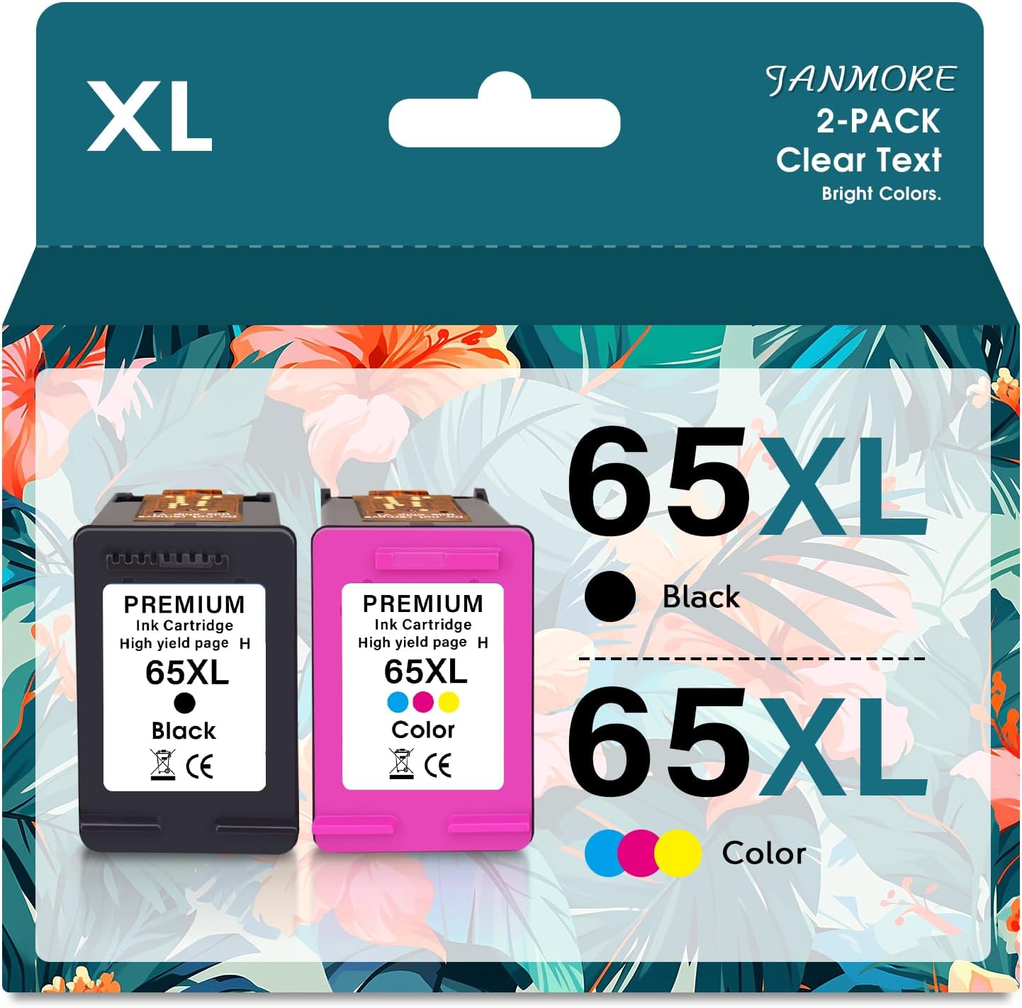65 XL Ink Cartridges Replacement for HP Ink 65 Ink Cartridges Black and Color Combo Pack Compatible for Envy 5000 Series 5055 5052 5058, DeskJet 2600 3700 Series 3755 2655 3720 2652, AMP 100 Series