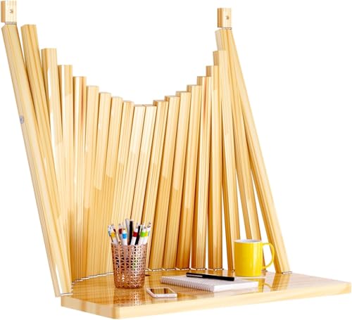 Wall Desk Mounted Folding Table, DIY Fold Down Desk, Handmade Wall Folding Desk, Foldable Table for Kids and Adults, Folding Table for Study, Floating Desk for Placing in Tight Spaces. (Wooden Color)