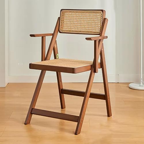 PALE Foldable Rattan Chair,Home Dining Chair with Armrests,Leisure Back Chair,Desk Chair(Original)