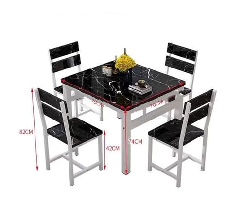 5-Piece Kitchen Table and Chairs for 4, Modern Rectangular Dining Table & 4 Armless Chairs with Metal Frame for Small Spaces, Breakfast Nook(White,Black b)