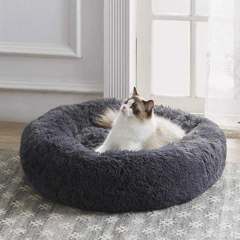 PupsDream The Original Calming Cat Bed Grey Anti Anxiety Cat Bed - Pet Supplies online store