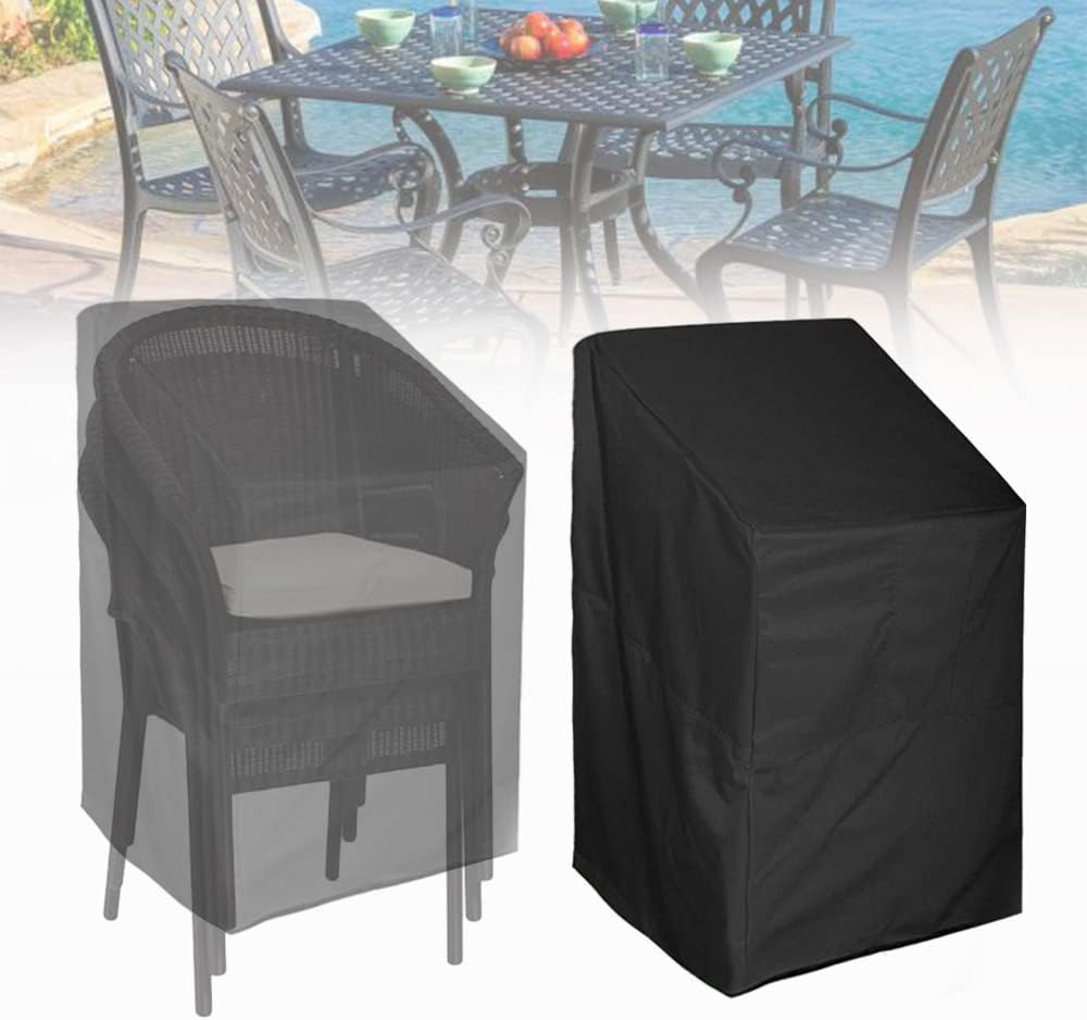 Patio Stackable Chair Cover, Garden Pool Deck Stacked Chair Waterproof Furniture Protector for 4-6 Stacks of Stools, 34