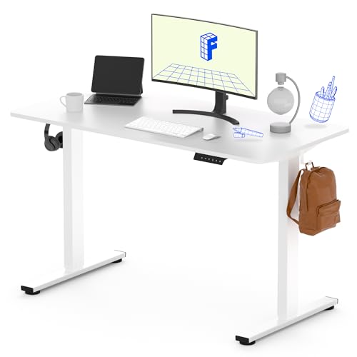 FLEXISPOT Standing Desk 55 x 28 Inches Electric Stand Up Desk Workstation, Whole-Piece Desk Board Home Office Computer Height Adjustable Desk (Black Frame + 55
