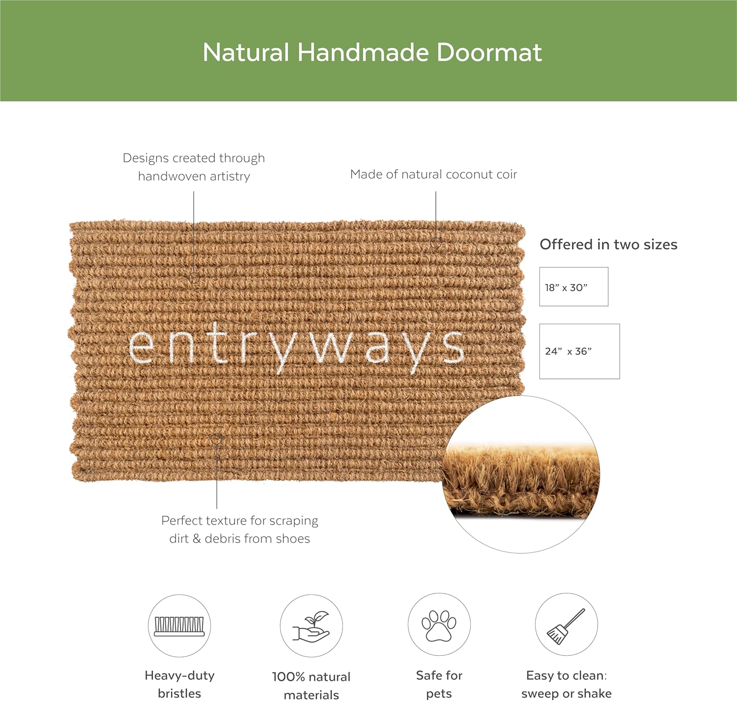 Handmade Handwoven Coir Doormat - Knot-ical, 18