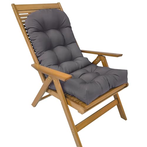 Adirondack Chair Cushion Waterproof Outdoor High Back Chair Cushion, Tufted Rocking Chair Cushion with Ties, Indoor/Outdoor Pads Replacement Seat Cushion for Patio Furniture (Dark Grey)