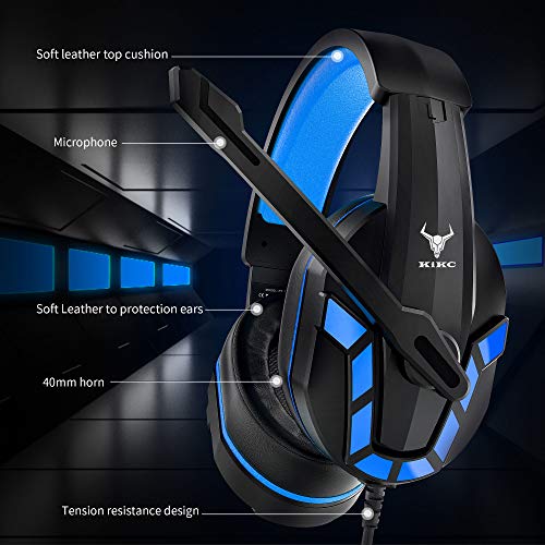 PS4 Gaming Headset with Mic for Xbox One, PS5, PC, Mobile Phone and Notebook, Controllable Volume Gaming Headphones with Soft Earmuffs for Kid