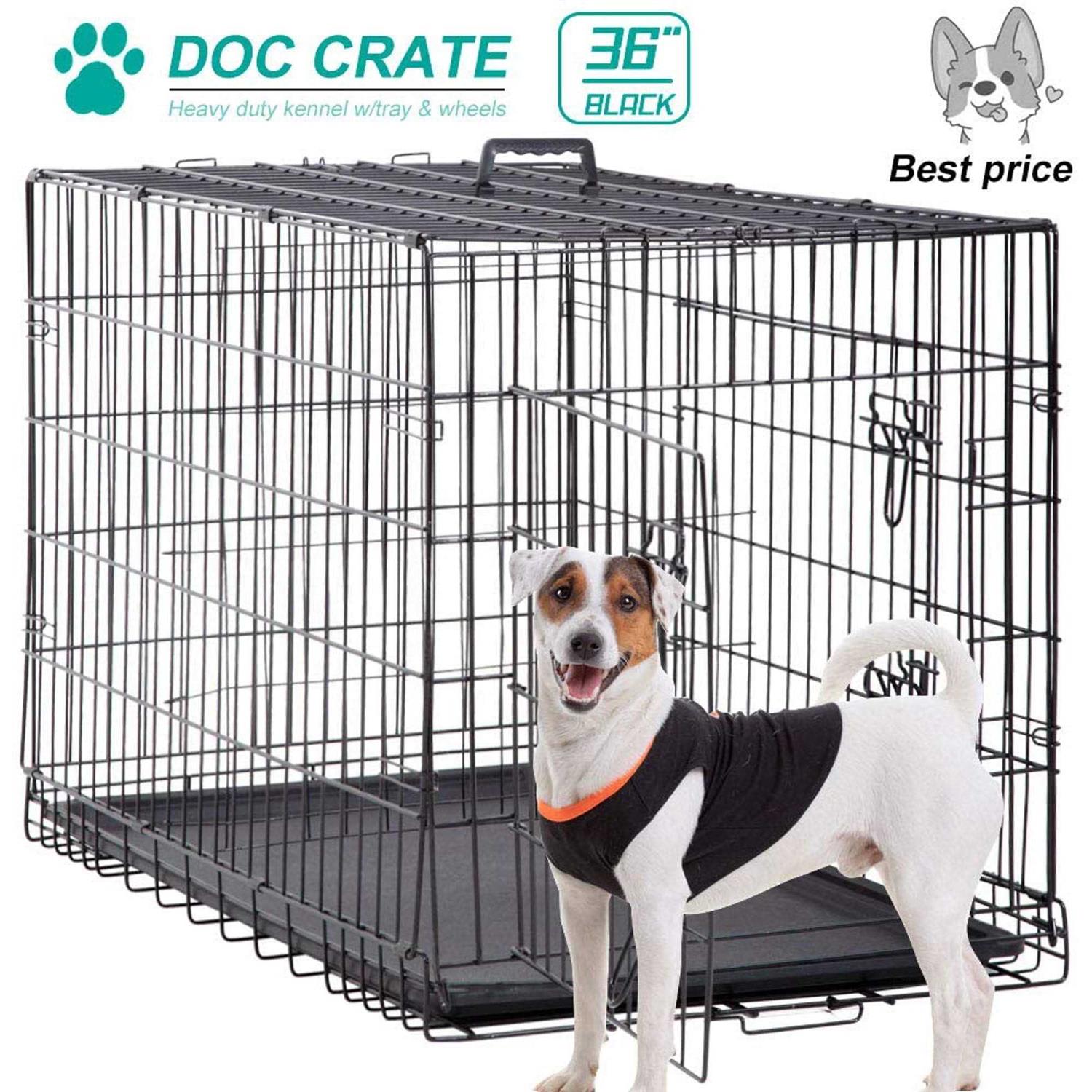 Dkelincs Dog Crates for Indoor Dogs Folding Dog Cages Dog Kennels Pet Animal Cage Crate with Double-Door,Tray,Handle for Dog - Pet Supplies online store