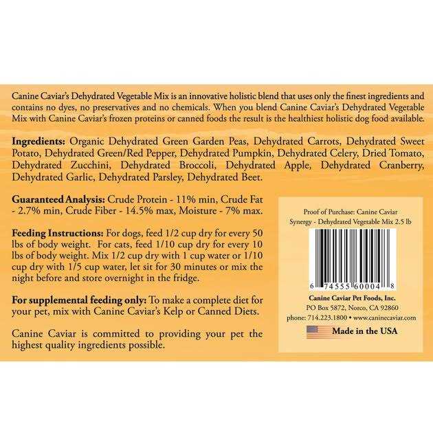 Canine Caviar Synergy Dehydrated Vegetable Mix Food Supplement - Pet Supplies online store