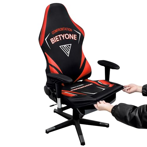 Gaming Chair Covers (No Chair),Office Computer Chair Cover,Jacquard Stretch Prevent Cat Scratching Computer Chair Slipcovers,for Gamer Computer Chair Replacement Protector Cover,Black