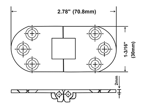 QCAA Solid Brass Table Folding Flip Top Hinge, 2-3/4