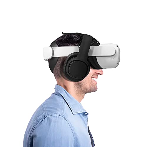 HQ2 Stereo Bass VR Headphones for Meta Quest 2 -Come with a Variety of Different Size Clip Adapters- Fit Most Head Strap on Market-Black Color 90x75mm Earmuffs