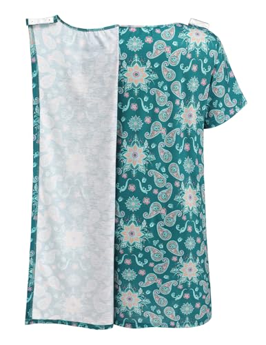 Deyeek Hospital Gowns for Women Tear Away Snap Open Back Dress Post Shoulder Surgery Dresses Soft Adaptive Clothing Nightgown