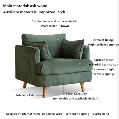 Single Seat Modular Sofa Sectional Arm Chair Accent Chair for Living Room,Apartment,Bedroom,Seat Cushion and Back Cushion Removable and Washable (Color : Yellow)