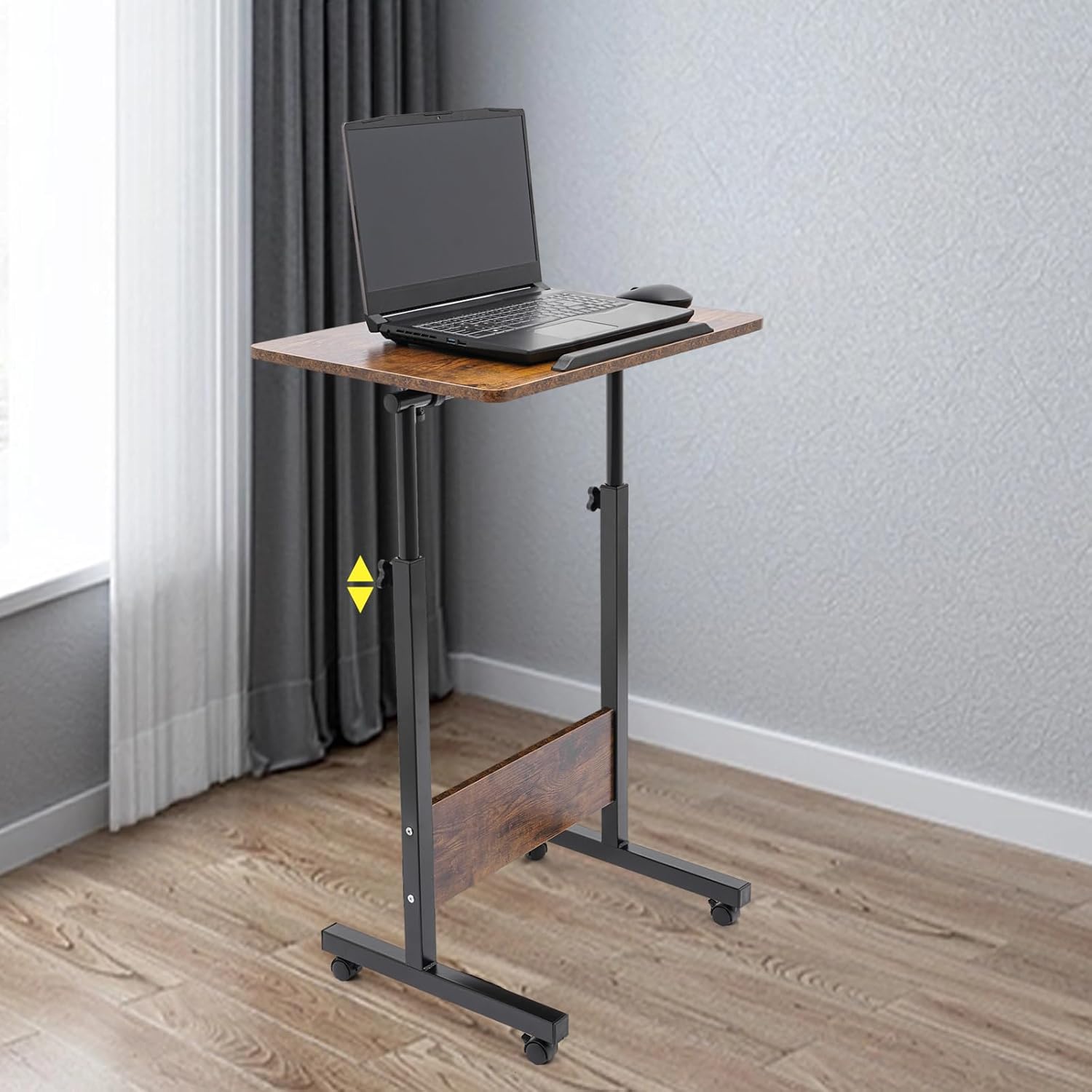Standing Desk Adjustable Height, Mobile Stand Up Desk with Wheels, 24 x 16 inch Portable Rolling Desk Small Computer Desk, Portable Laptop Desk Standing Table