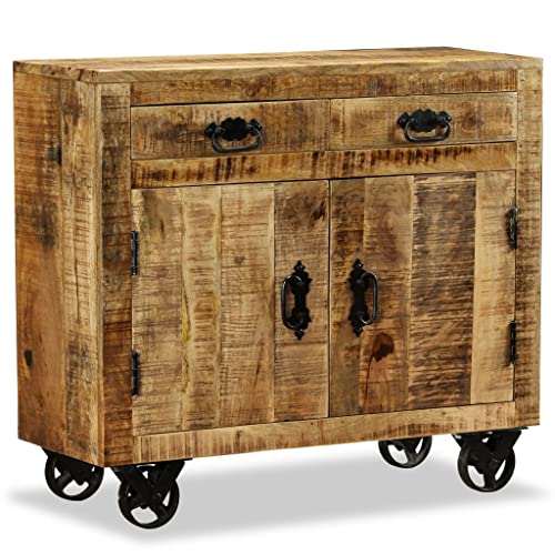 Buffets & Sideboards Sideboard with 2 Drawers and 1 Cabinet, Mango Wood,Industrial, Sideboard with Ample Storage: Solid Mango Wood Side Cabinet Cabinets & Storage
