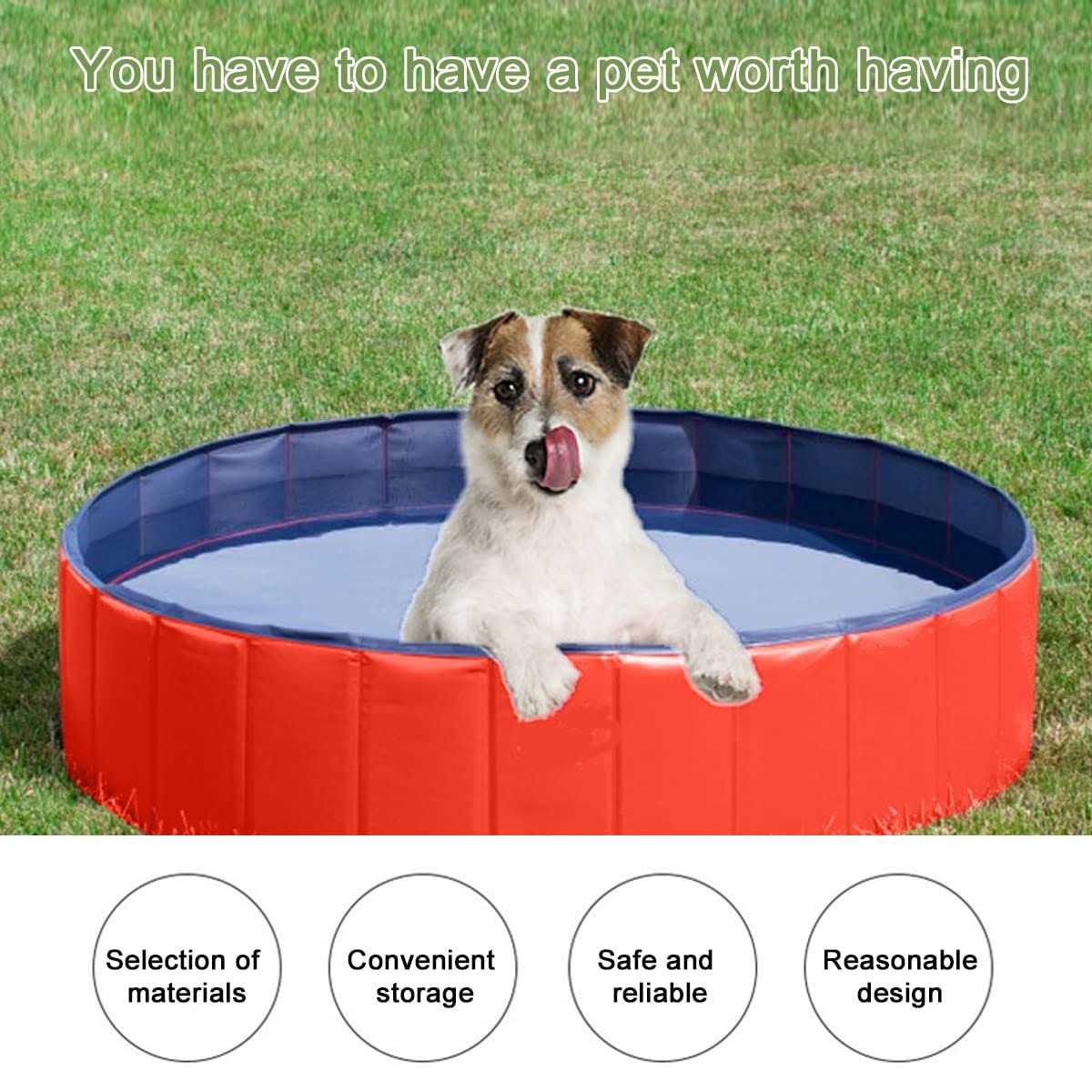 Enenes Dog Pool Pool PVC Dog Swimming Pool 24 x 8 Inch Folding Dog Bath Tub Collapsible - Pet Supplies online store