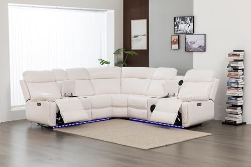 Lionel Power Recliner Sectional Sofa, Brown